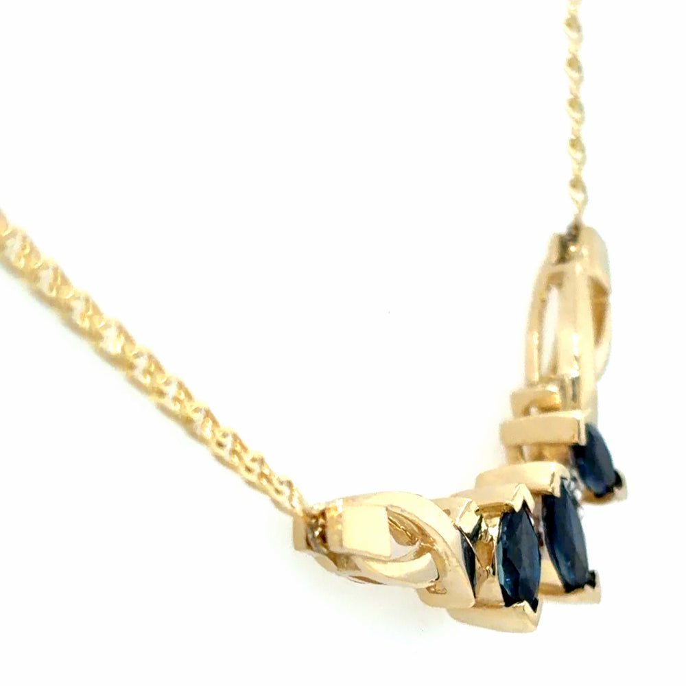 Estate Sapphire & Diamond Curved Bar Necklace