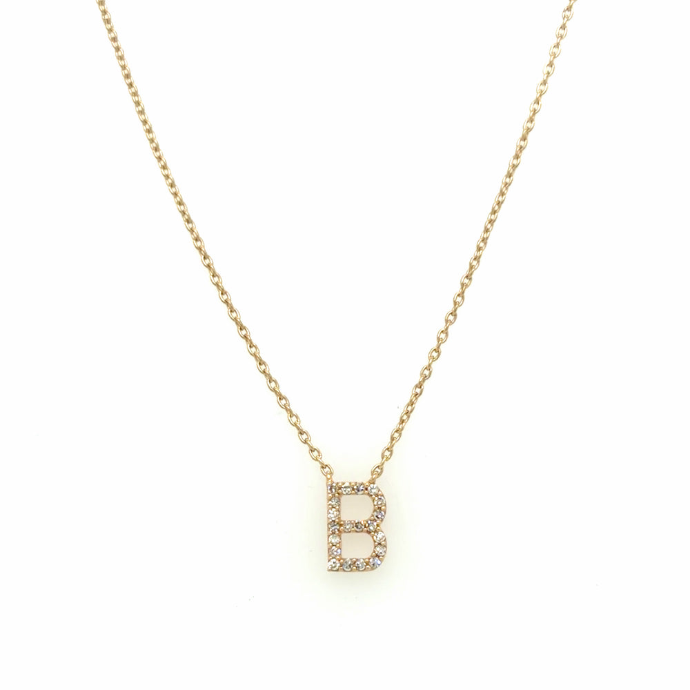 Estate Diamond "B" Initial Necklace
