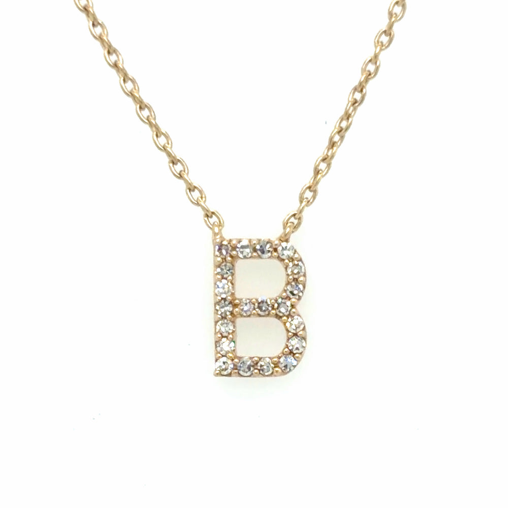 Estate Diamond "B" Initial Necklace