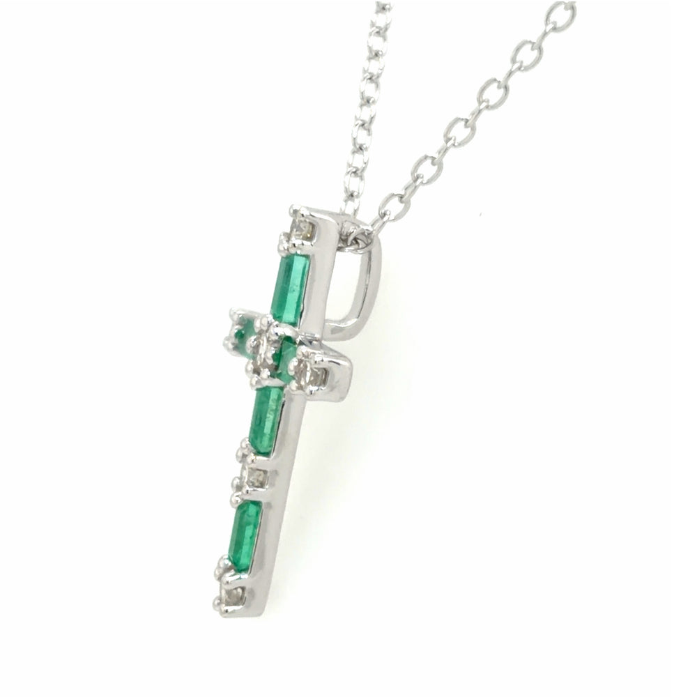Estate Emerald & Diamond Cross Necklace