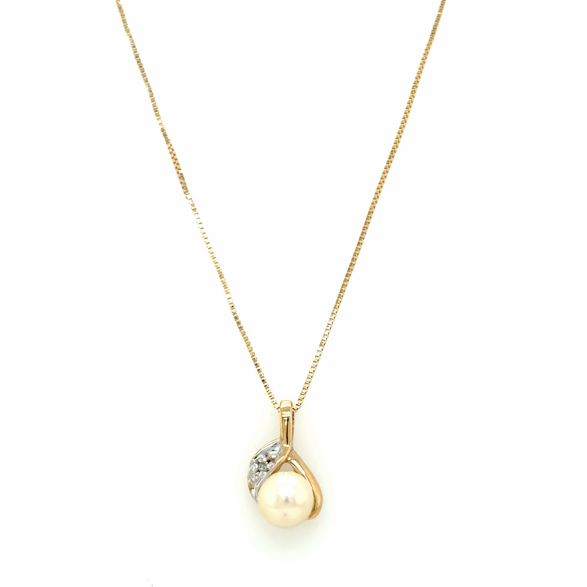 Estate 14K Pearl and Diamond Pendant