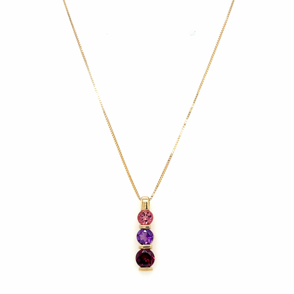 Estate 3 Color Stone Bezel Set Necklace