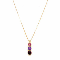 Estate 3 Color Stone Bezel Set Necklace