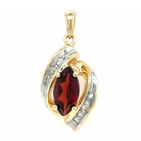 Estate Marquise Cut Garnet & Diamond Pendant