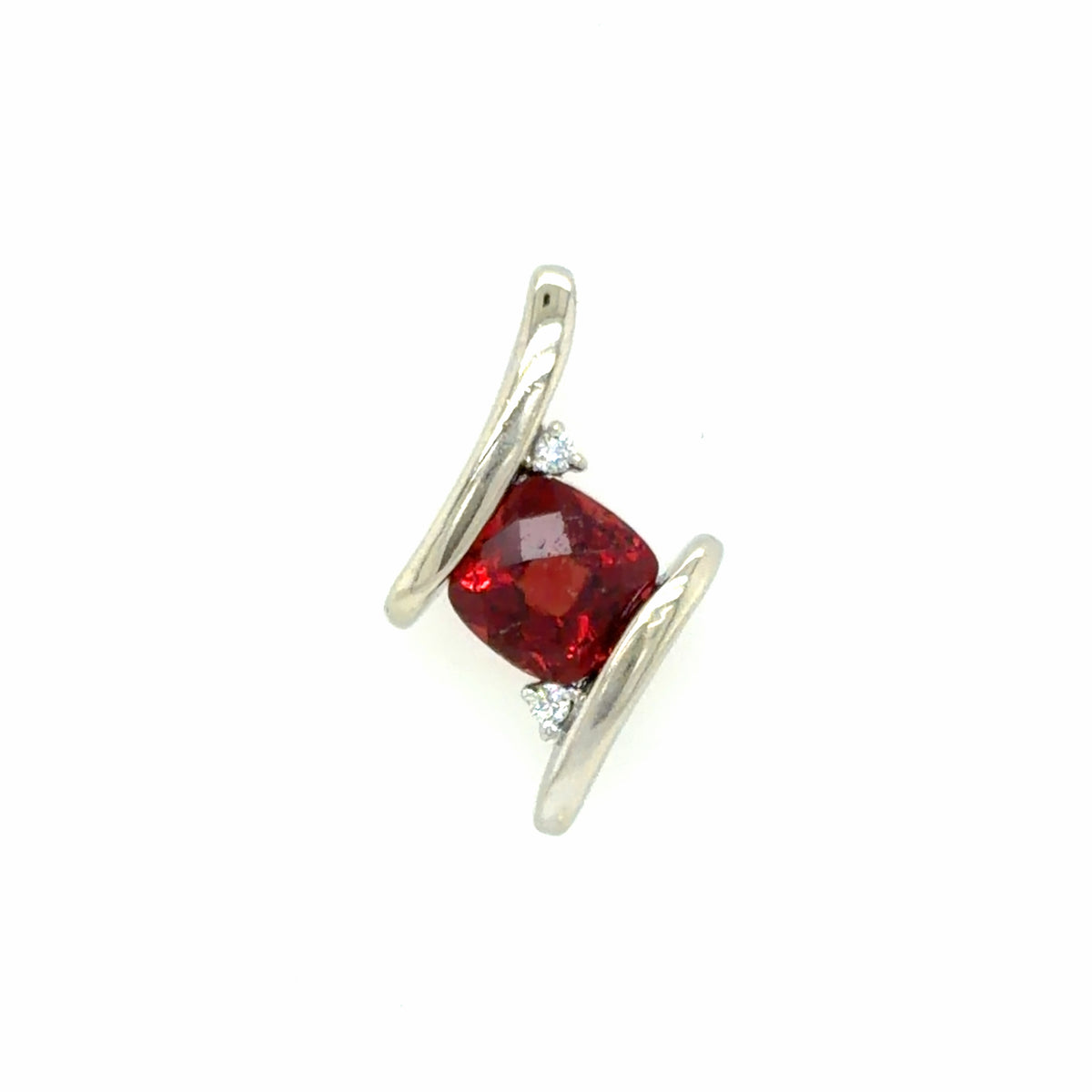 Estate Garnet in White Gold Pendant