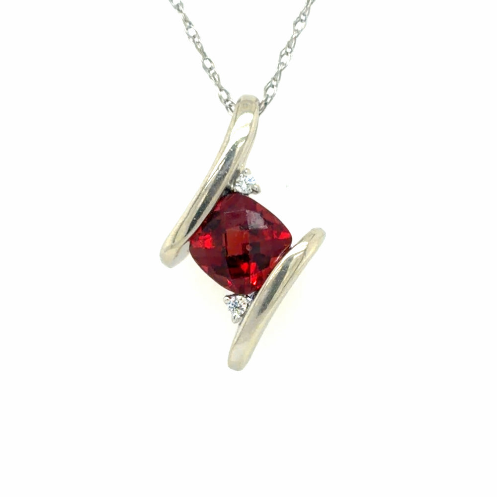 Estate Garnet in White Gold Necklace