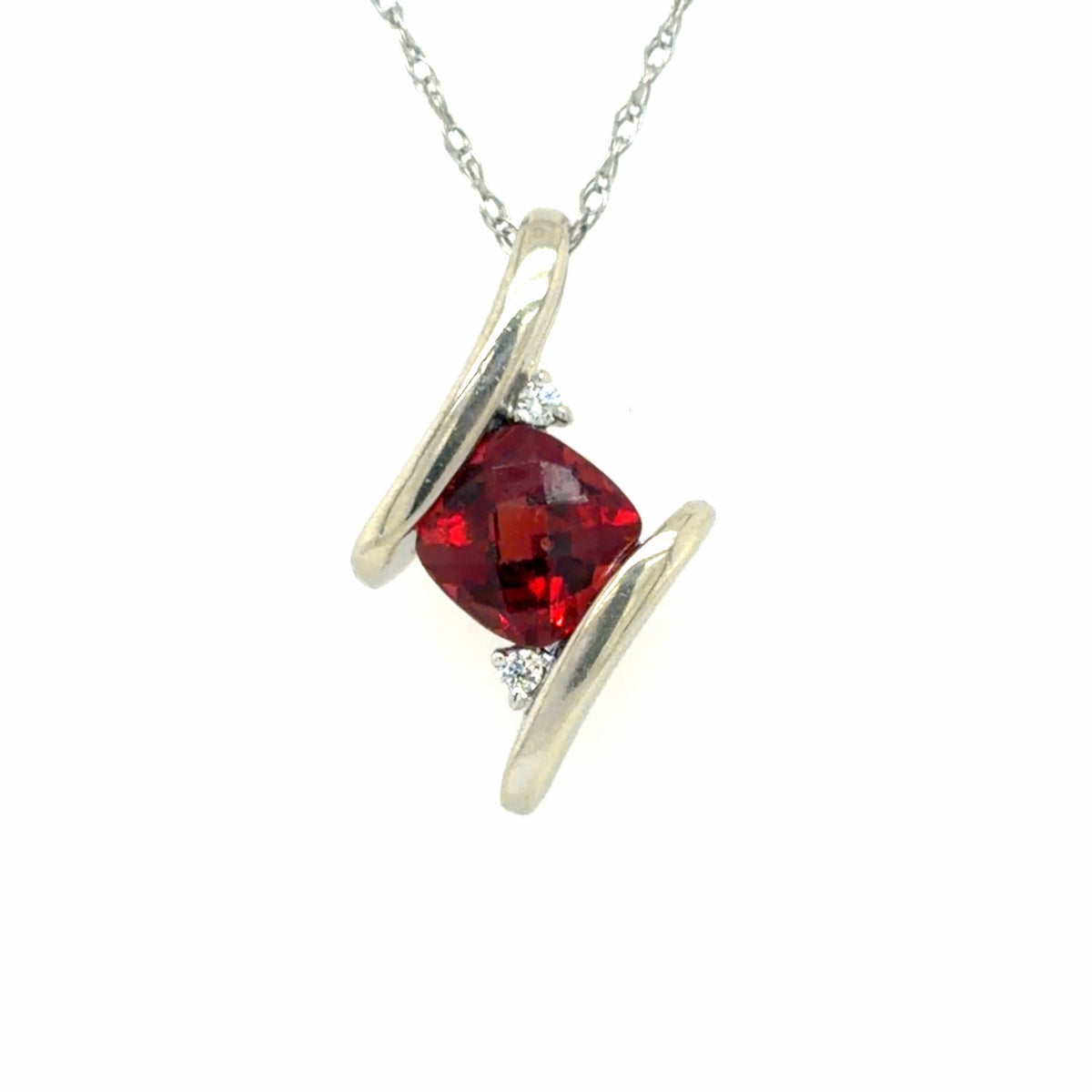 Estate Garnet in White Gold Necklace