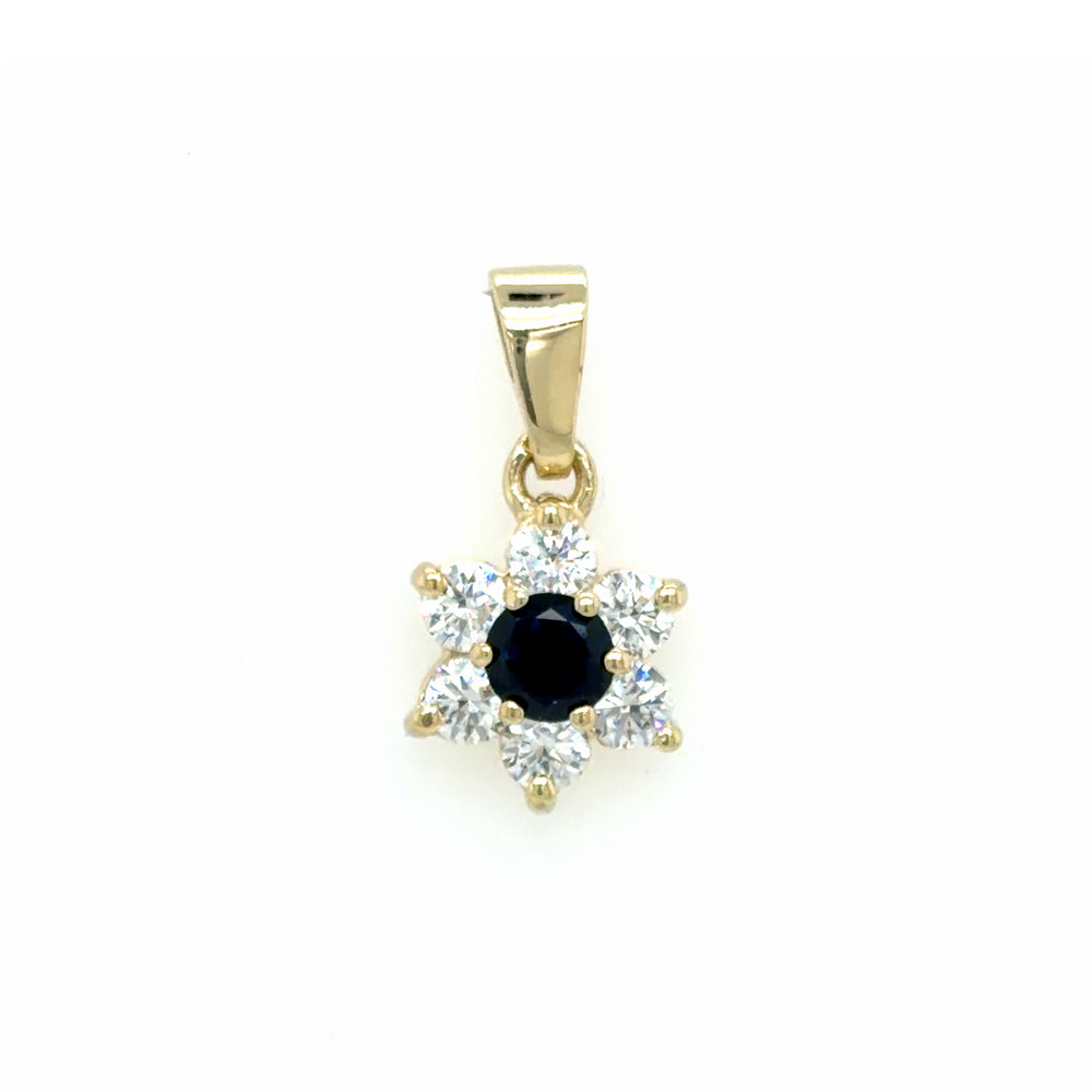 Estate Blue & White Sapphire Flower Pendant