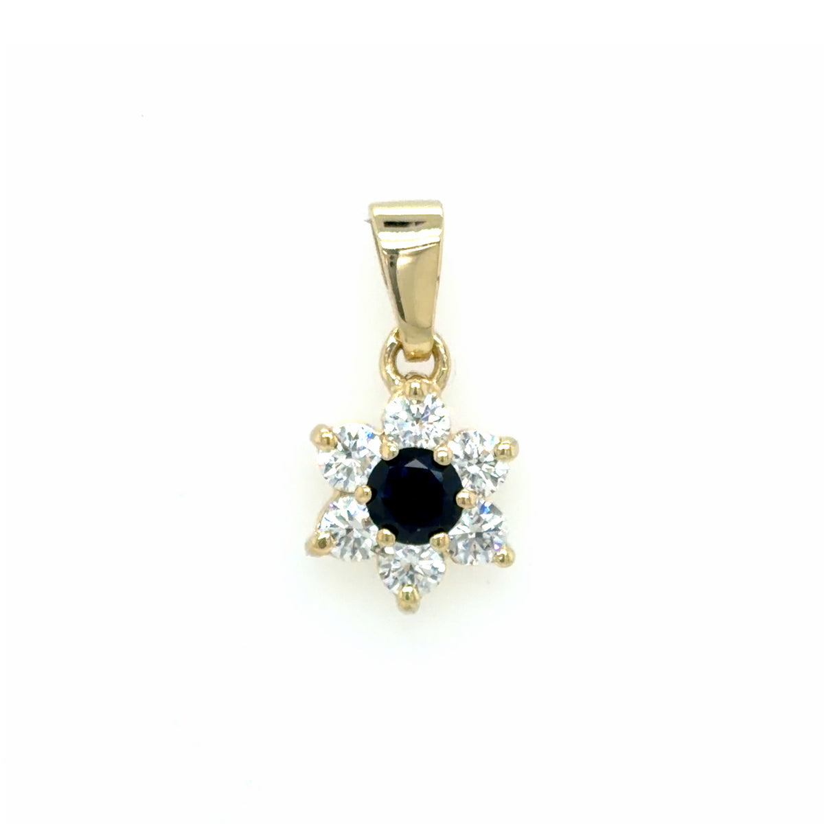 Estate Blue & White Sapphire Flower Pendant
