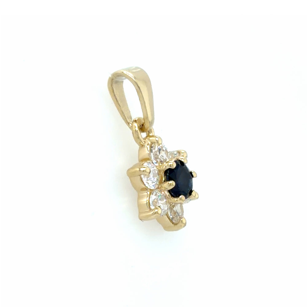 Estate Blue & White Sapphire Flower Pendant