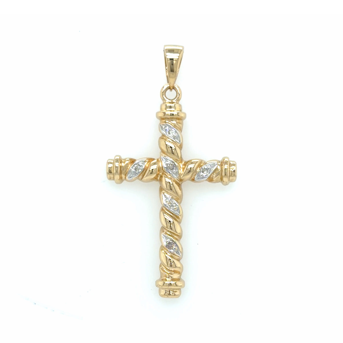 Estate Diamond Textured Cross Pendant