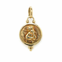 Estate 18K Cherub Pendant