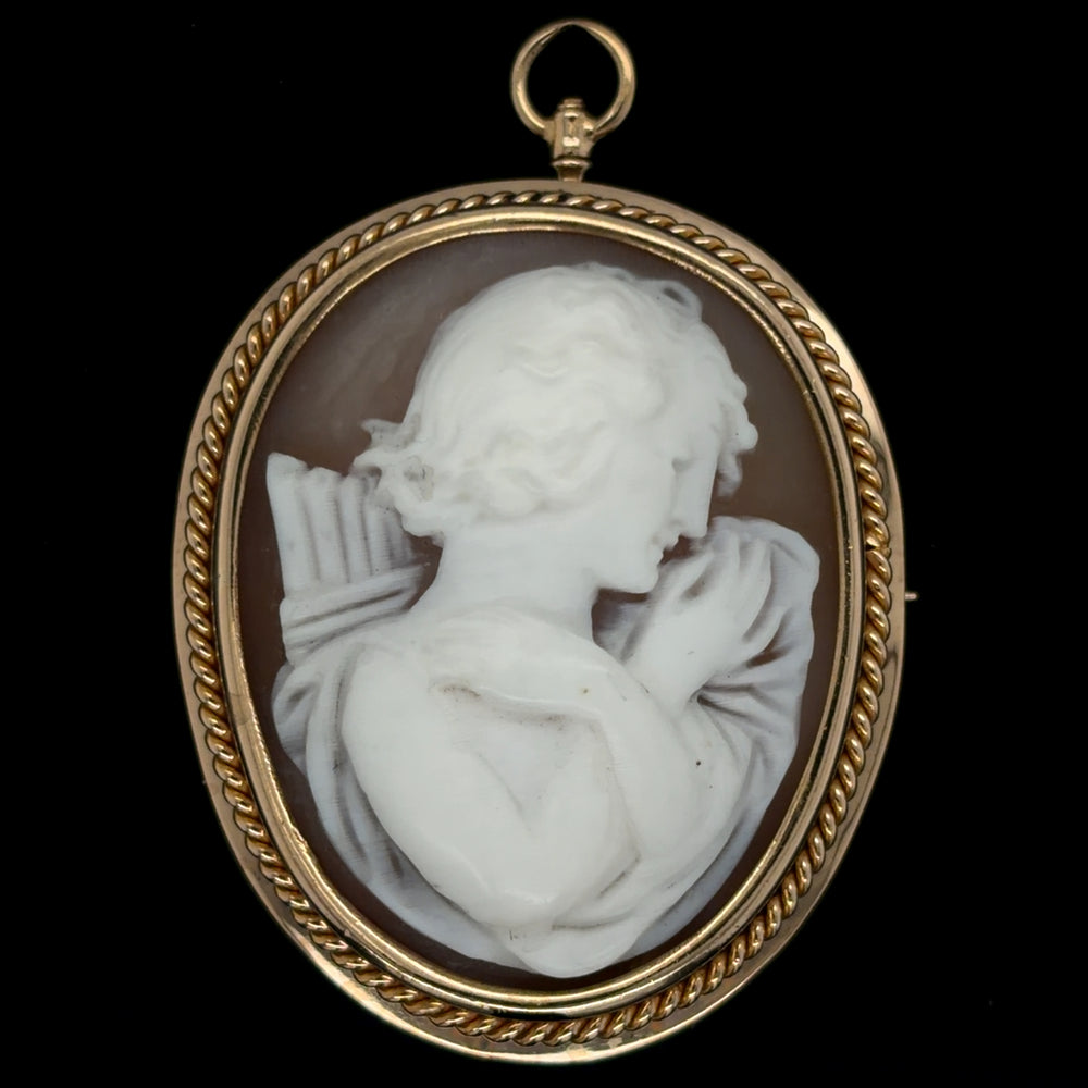 Estate Carved Shell Cameo Pendant/Brooch