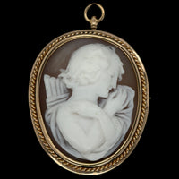 Estate Carved Shell Cameo Pendant/Brooch