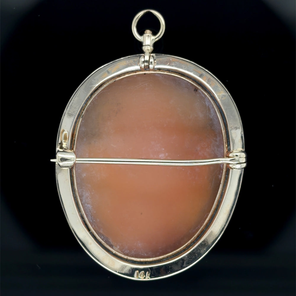 Estate Carved Shell Cameo Pendant/Brooch