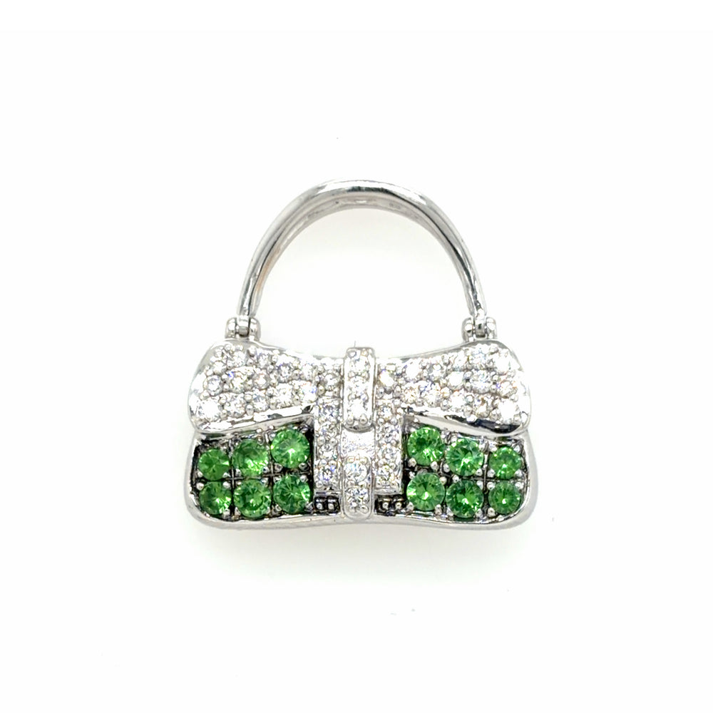 Estate Mirabelle Tsavorite Garnet & DiamondHandbag Pendant