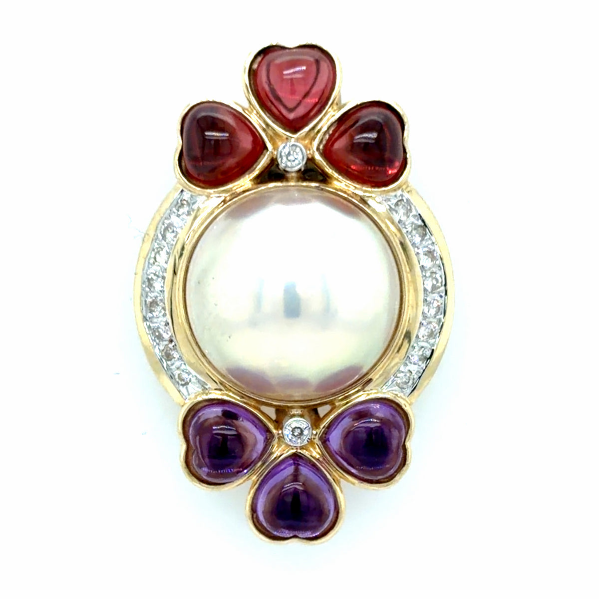 Estate Mabe' Pearl & Gemstone Pendant