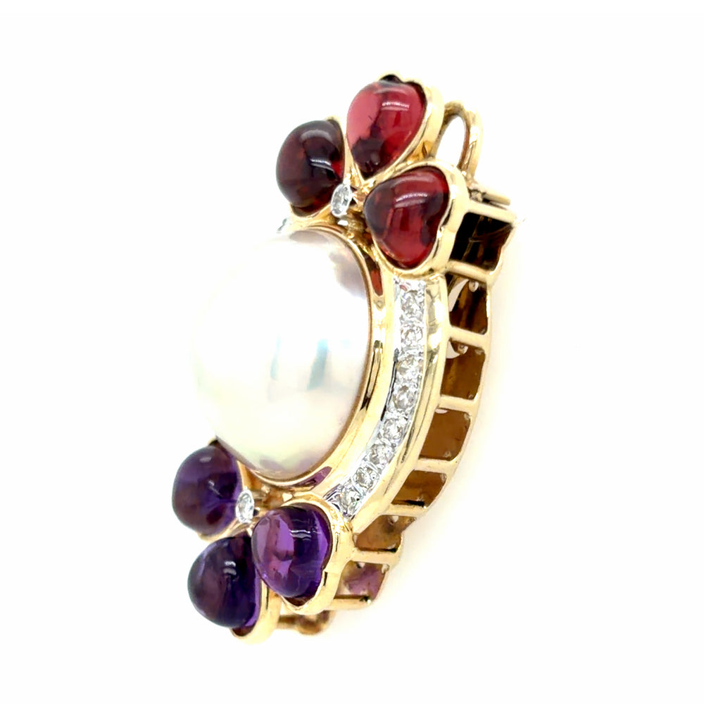 Estate Mabe' Pearl & Gemstone Pendant