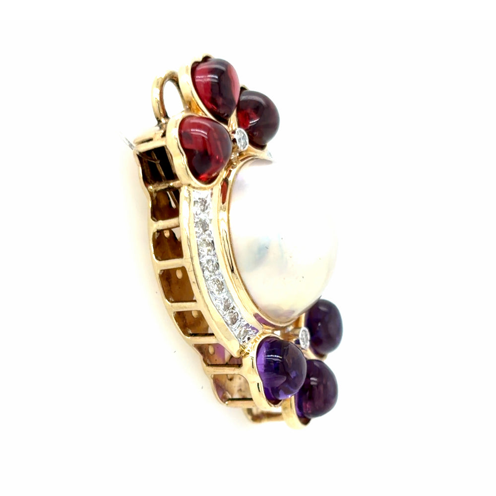 Estate Mabe' Pearl & Gemstone Pendant