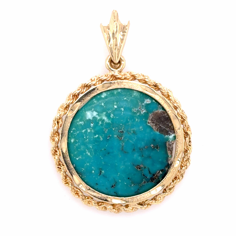 Estate Turquoise and Gold Pendant