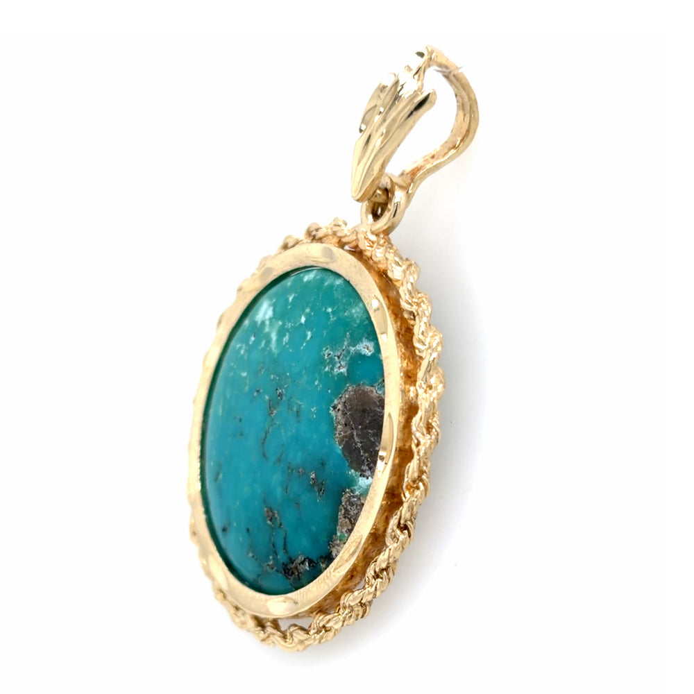 Estate Turquoise and Gold Pendant