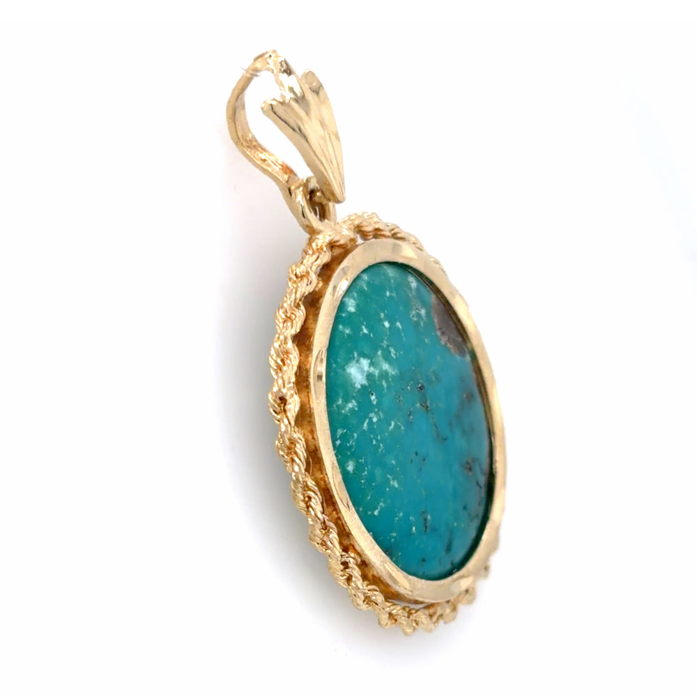 Estate Turquoise and Gold Pendant