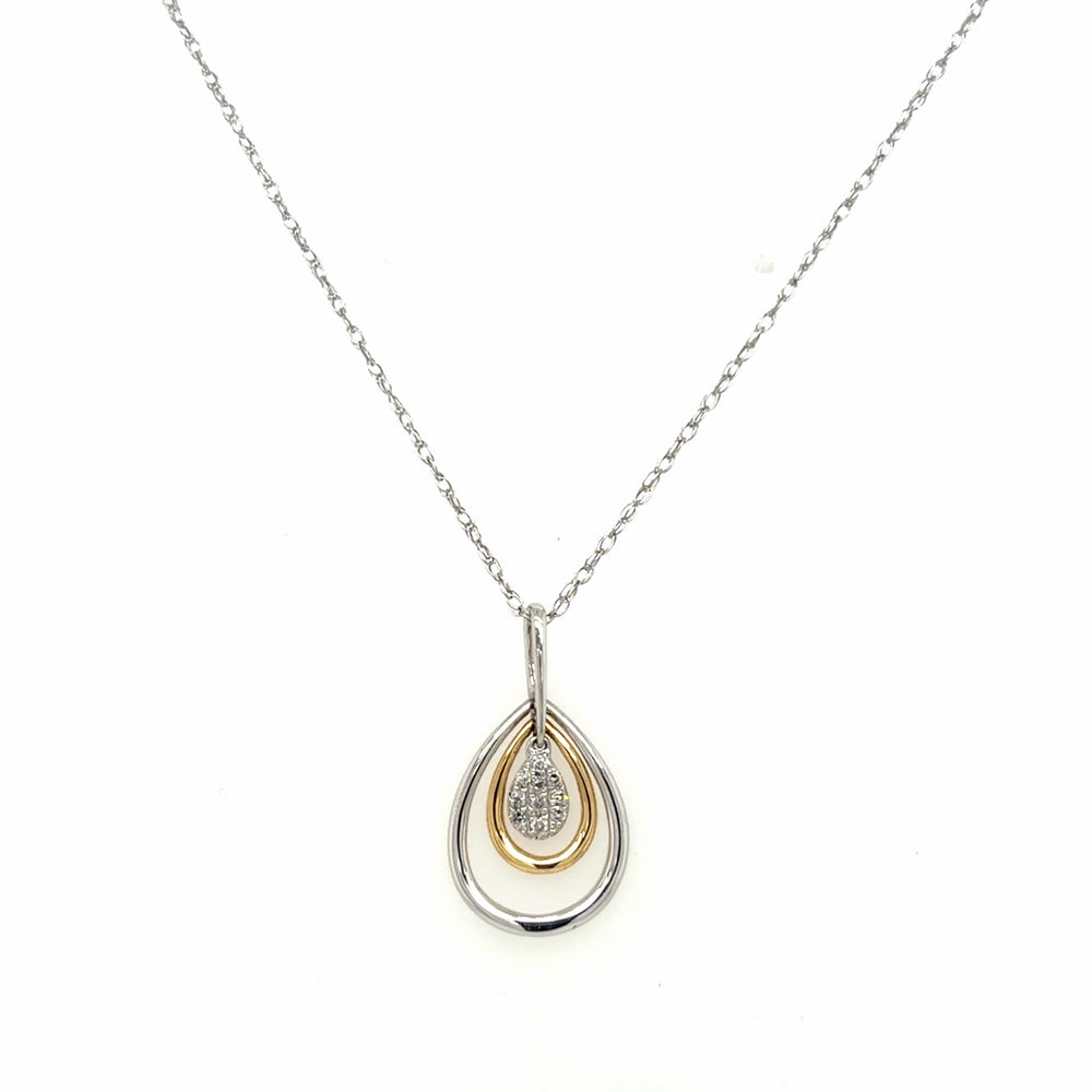 Estate Two-Tone Teardop Pendant Necklace