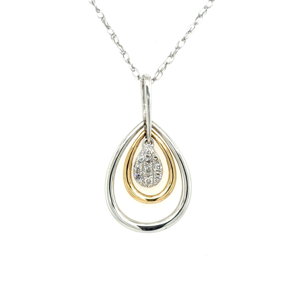 Estate Two-Tone Teardop Pendant Necklace
