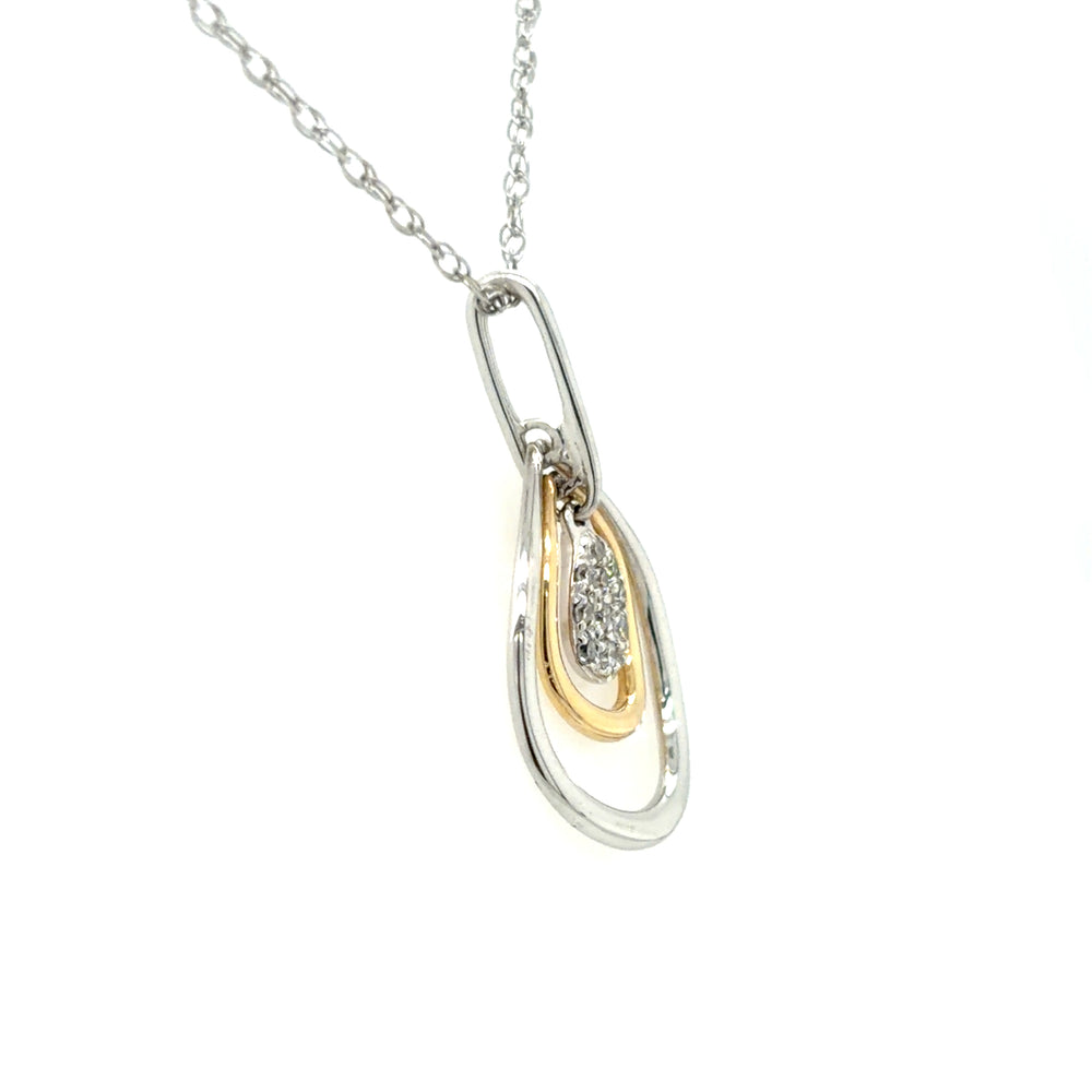 Estate Two-Tone Teardop Pendant Necklace