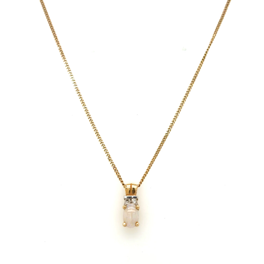Estate Dainty Opal Pendant Necklace