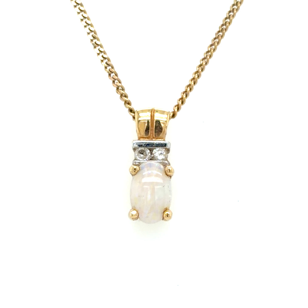 Estate Dainty Opal Pendant Necklace
