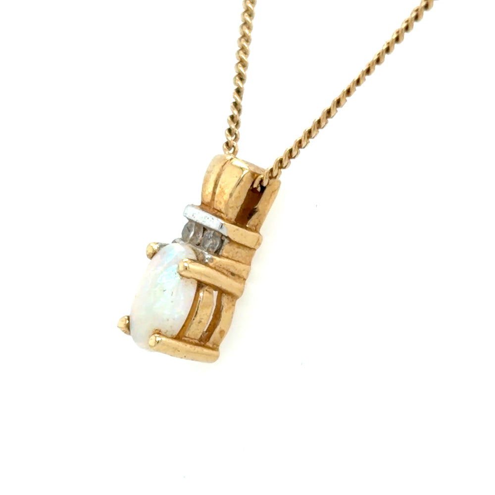 Estate Dainty Opal Pendant Necklace