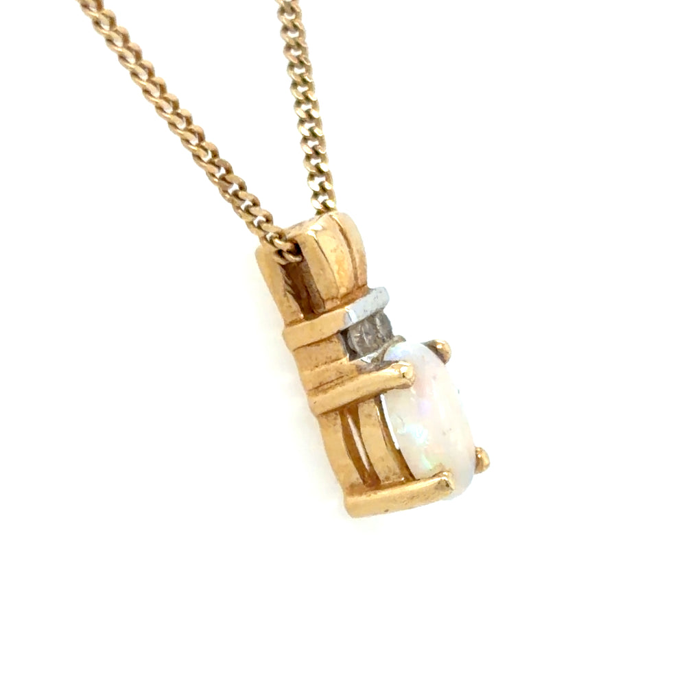 Estate Dainty Opal Pendant Necklace