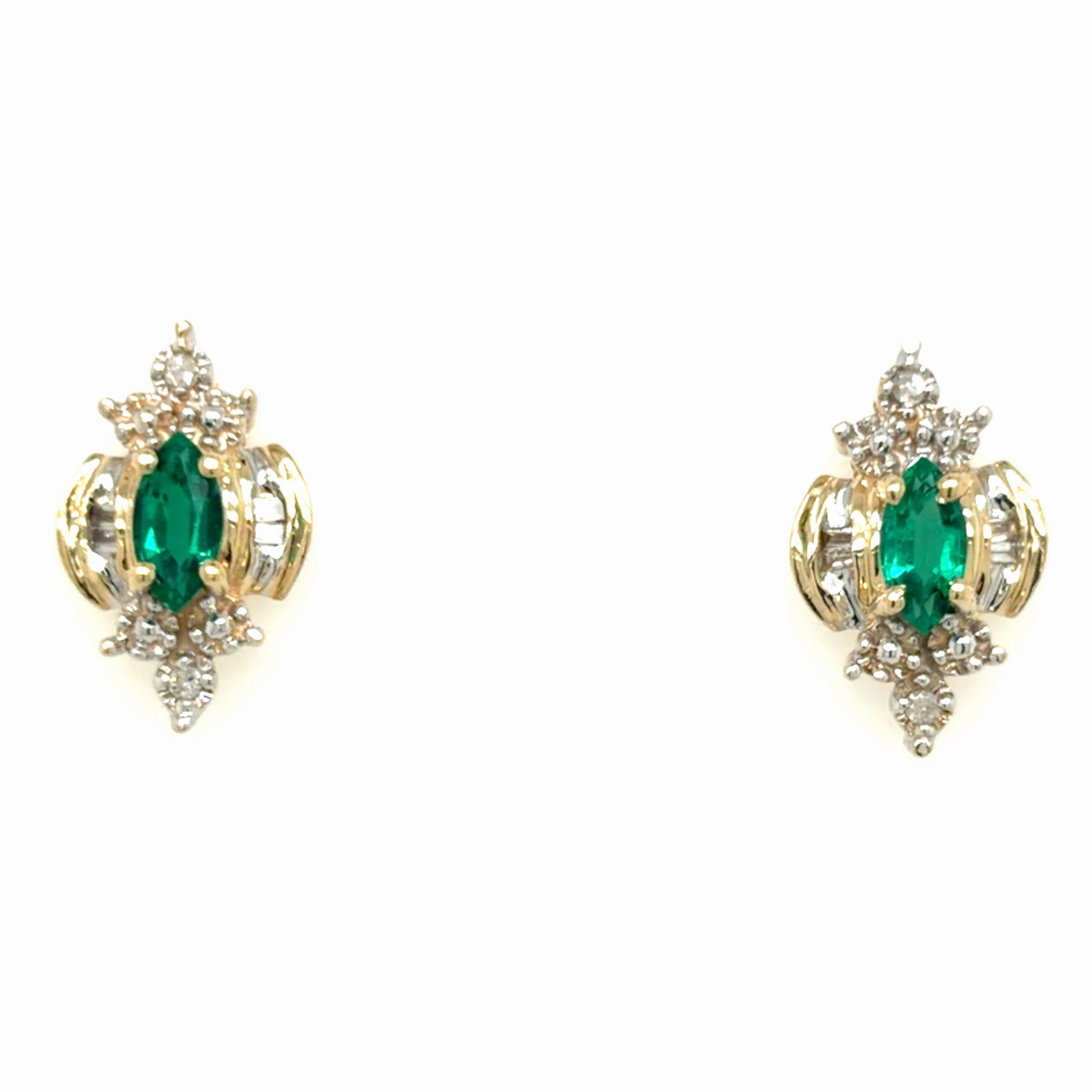 Estate Lab Grown Emerald Earrings