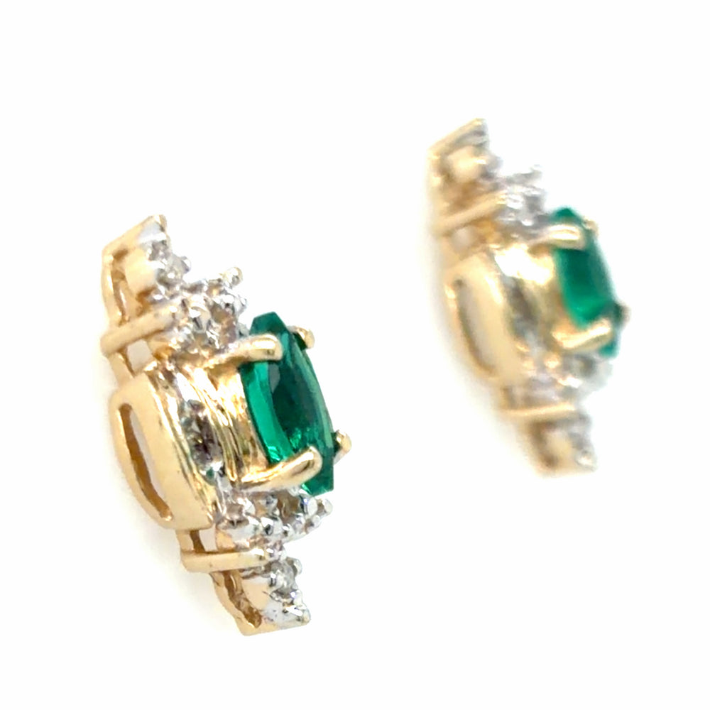 Estate Lab Grown Emerald Earrings