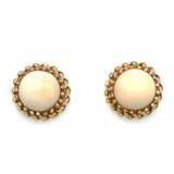 Estate Pair Blush Coral Button Earrings