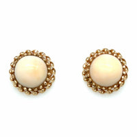 Estate Pair Blush Coral Button Earrings