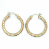 Estate Satin Diamond Cut Hoop Earrings