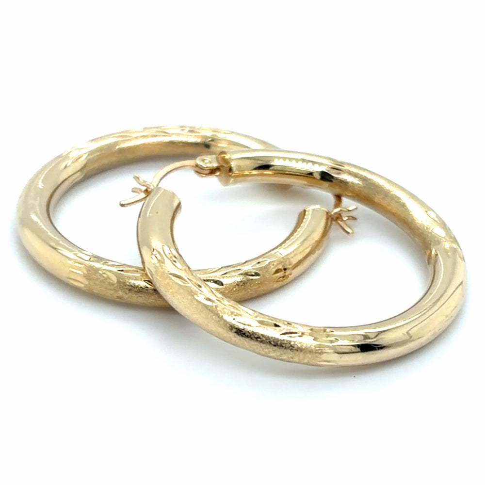 Estate Polished & Satin Finish Hoop Earrings