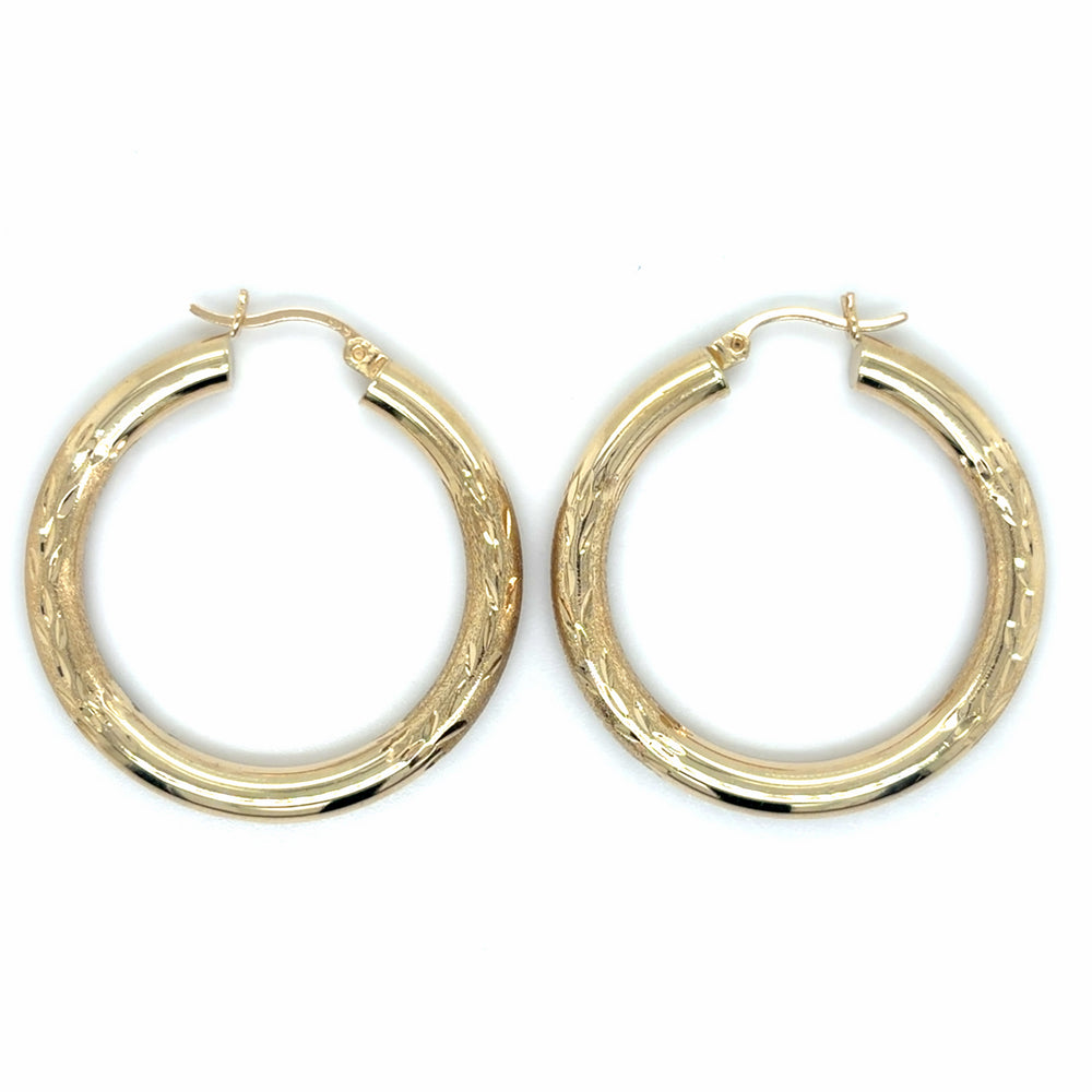 Estate Polished & Satin Finish Hoop Earrings