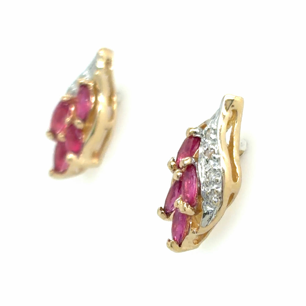 Estate Ruby & Diamond Earrings