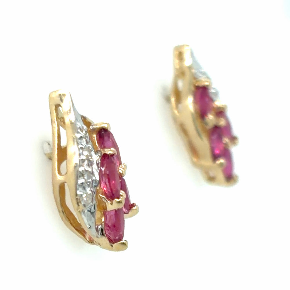 Estate Ruby & Diamond Earrings