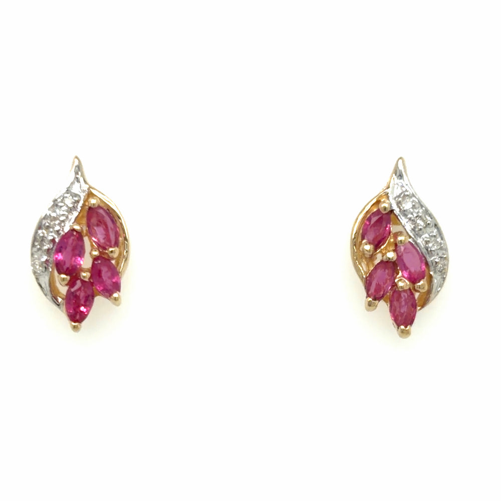 Estate Ruby & Diamond Earrings