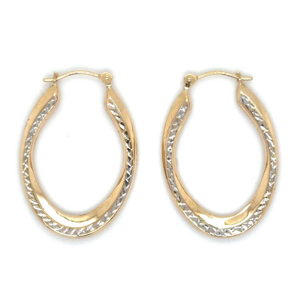 Estate Two Tone Gold Twisted Hoops