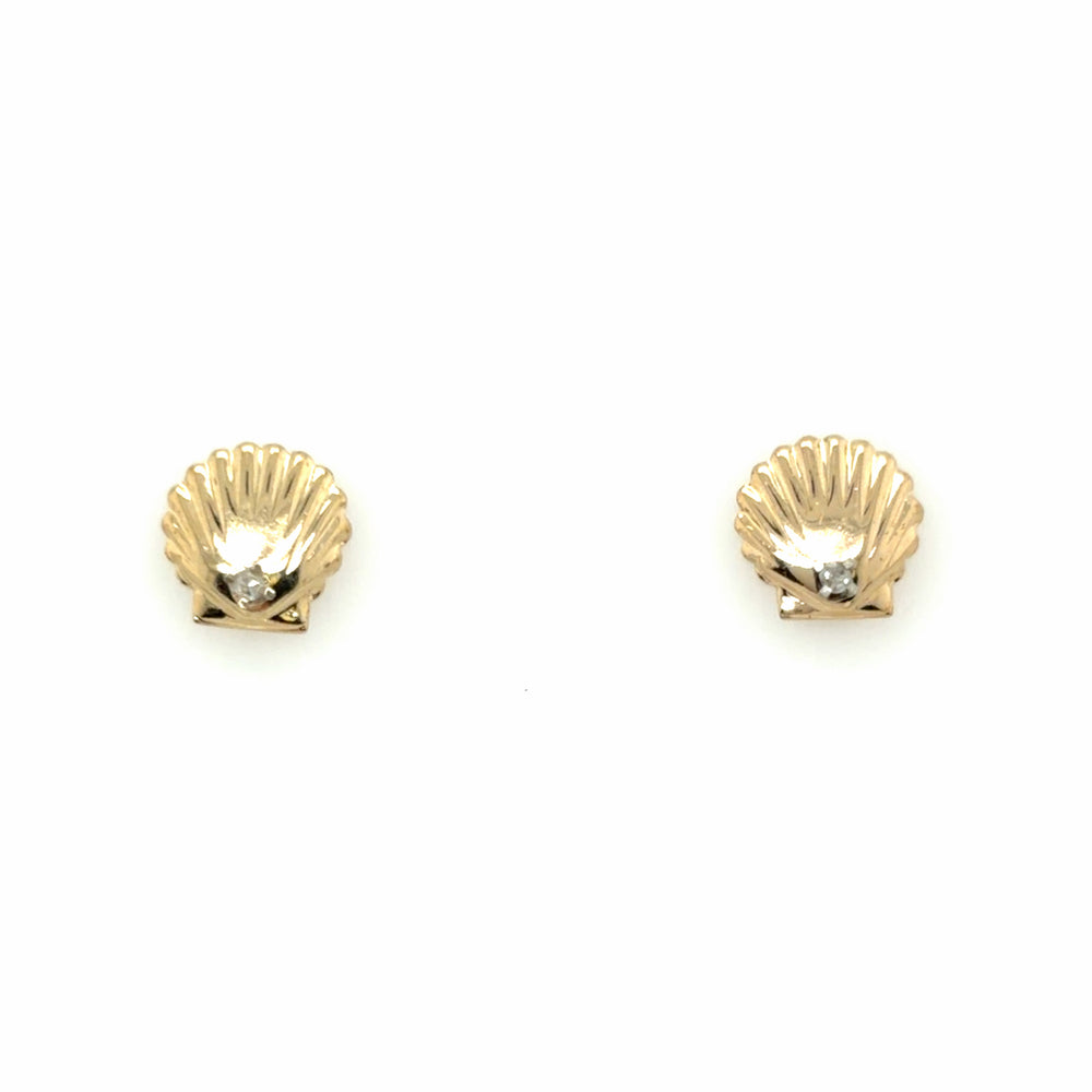 Estate Seashell Stud Earrings