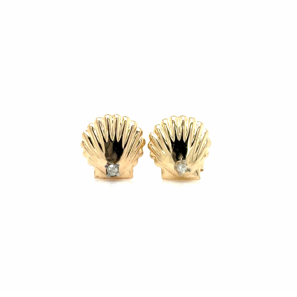 Estate Seashell Stud Earrings