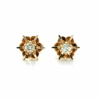 Estate Vintage Star Mounted Diamond Stud Earrings