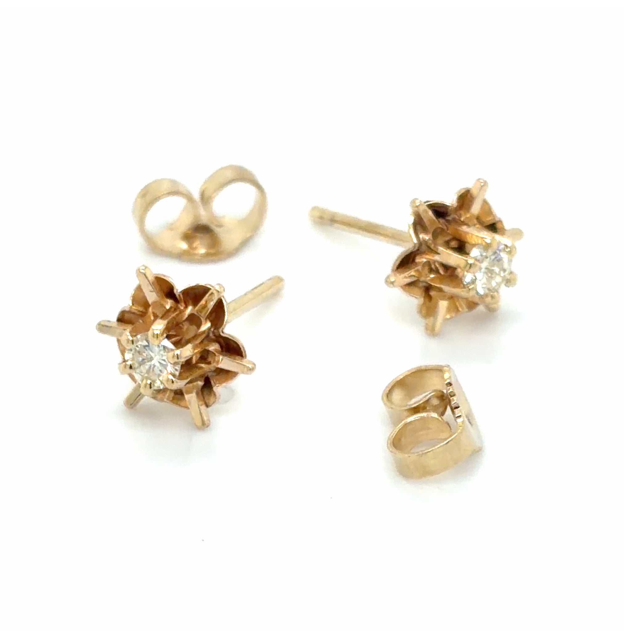 Estate Vintage Star Mounted Diamond Stud Earrings