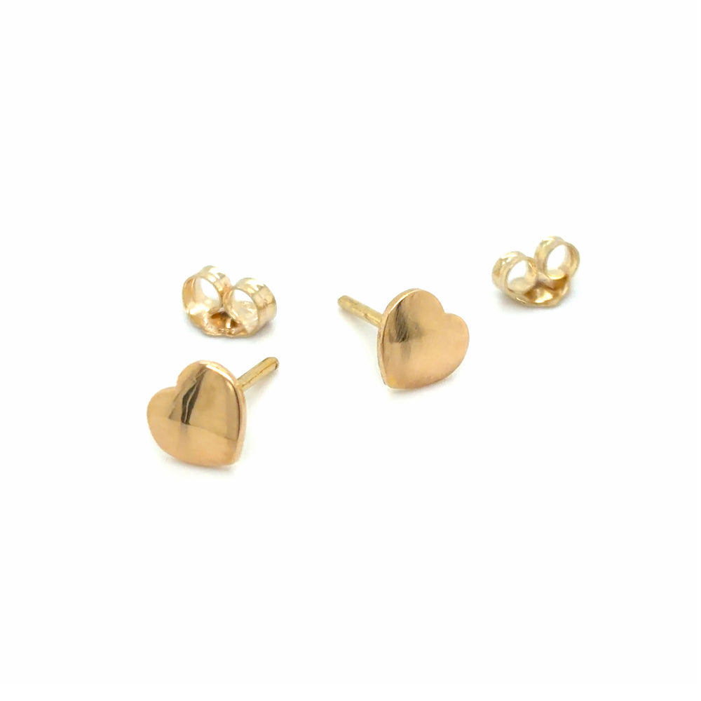 Estate 18K Gold Heart Stud Earrings