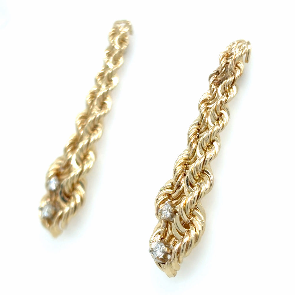 Estate Twisted Rope Dangle Earrings